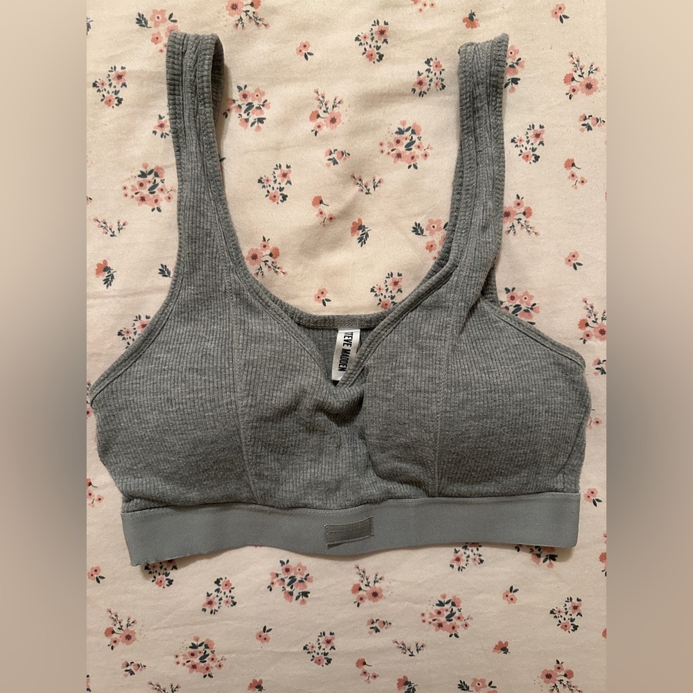 Steve Madden Ribbed Grey Wireless Sports Bralette